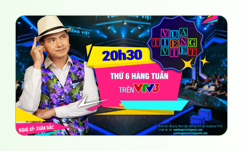 Hình ảnh minh họa sân khấu chương trình Vua Tiếng Việt trên sóng VTV3