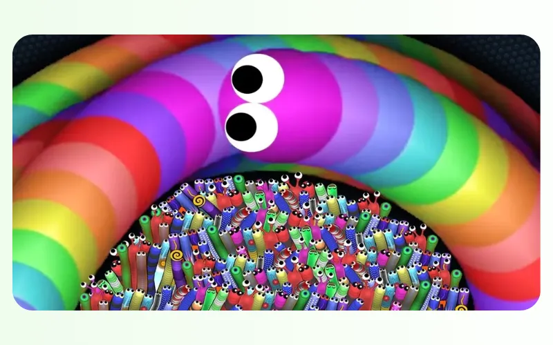 giao diện chơi game slither.io đối kháng trực tiếp trên trình duyệt web