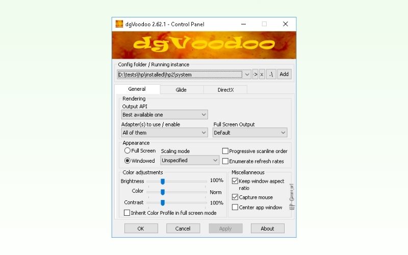giao dien phan mem dgvoodoo2 giup toi uu do hoa cho game pc cu