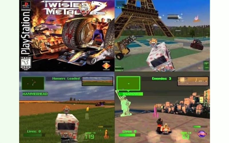 Đấu trường sinh tử nghẹt thở trong tựa game đua xe bắn súng Twisted Metal. game đua xe bắn súng ngày xưa trên ps1 twisted metal xe hoa quả