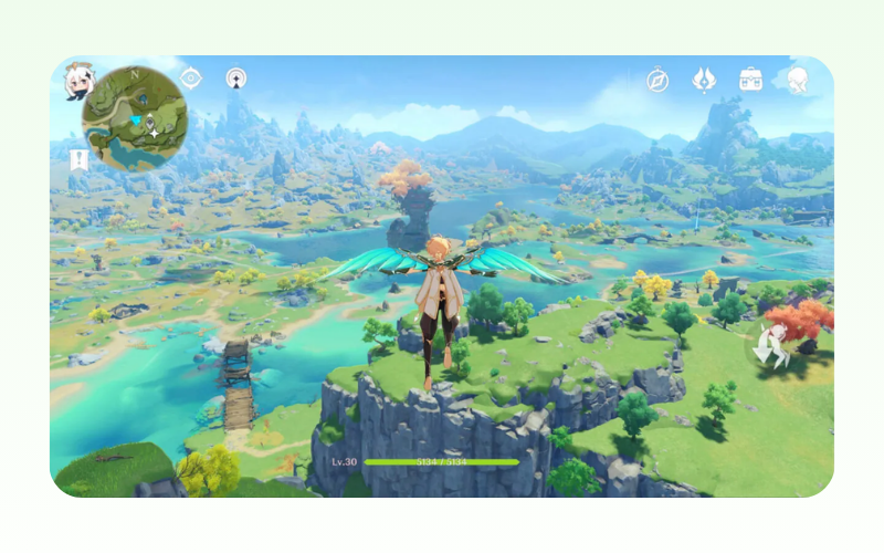 giao diện thế giới mở sống động trong game rpg mobile genshin impact
